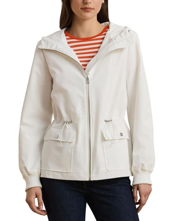 Full-Zip Hooded Jacket in Cream image 1