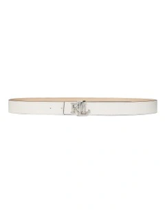 Logo Reversible Leather Belt in Cream