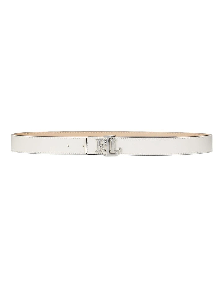 Logo Reversible Leather Belt in Cream image 1