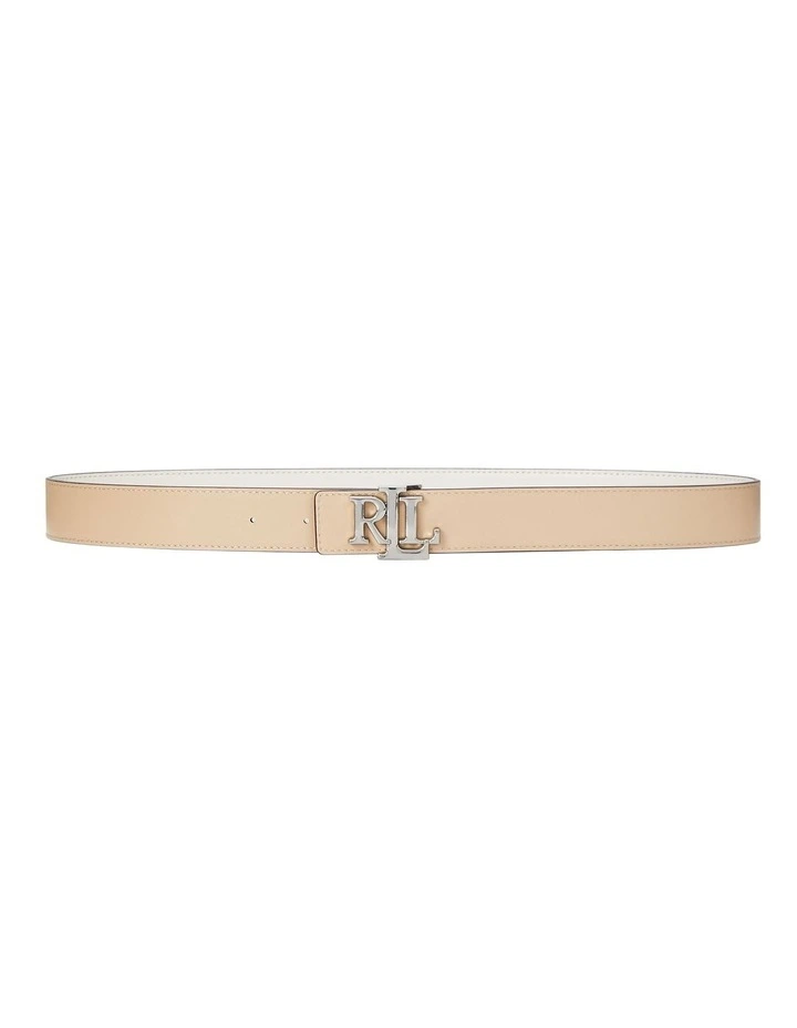 Logo Reversible Leather Belt in Cream image 2