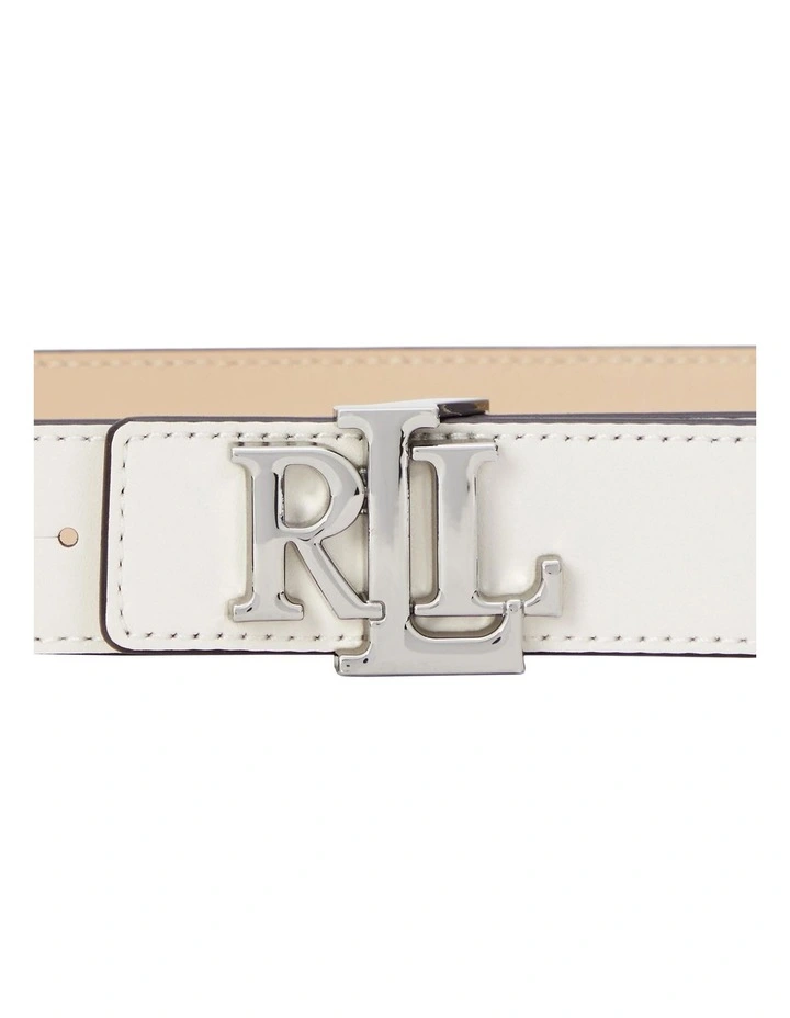 Logo Reversible Leather Belt in Cream image 3