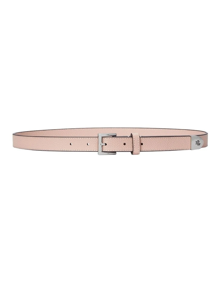 Pebbled Leather Skinny Belt in Pink image 1