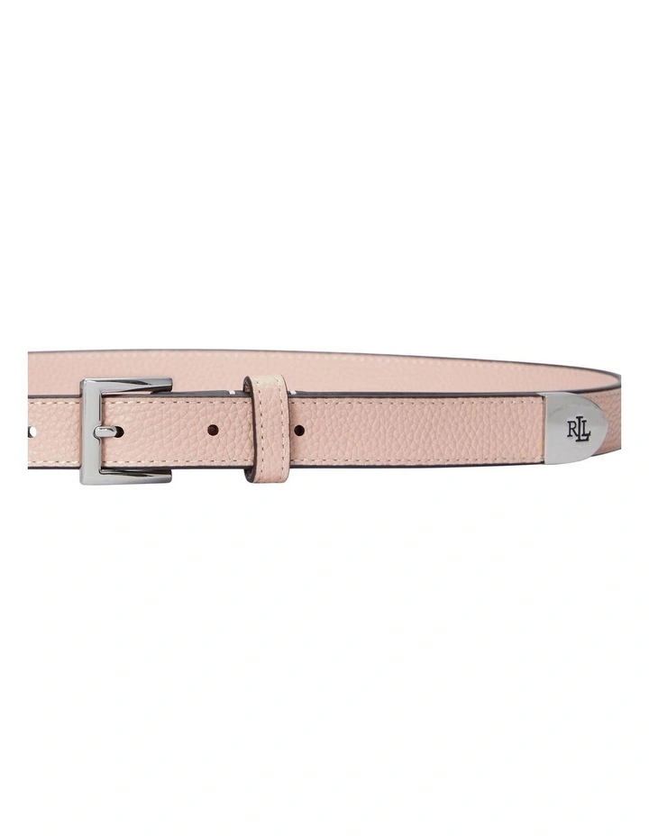 Pebbled Leather Skinny Belt in Pink image 2