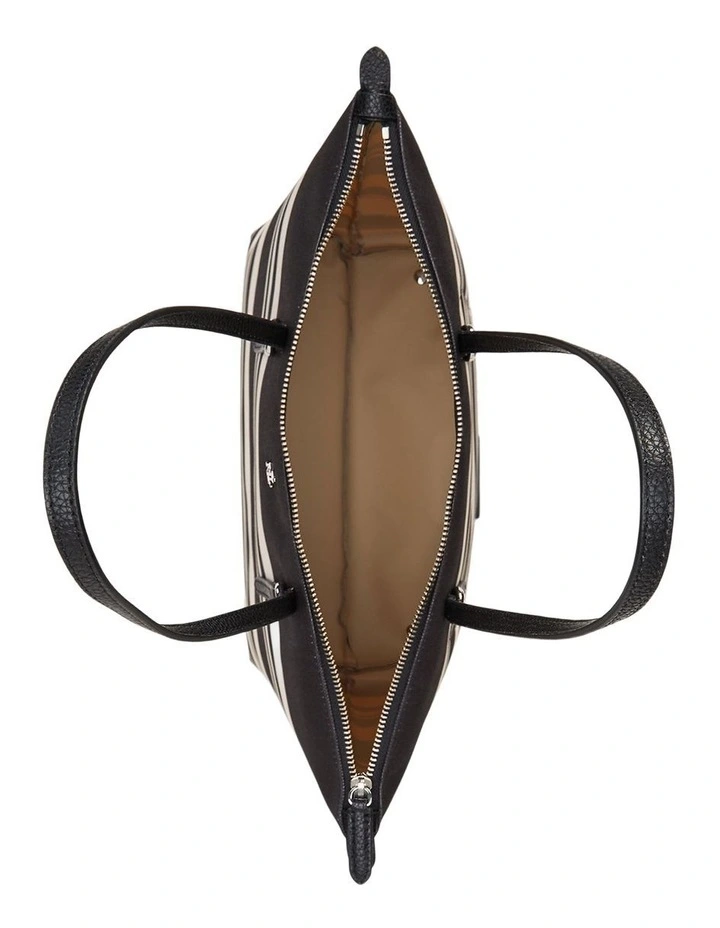 Striped Oxford Medium Keaton Tote Bag in Black image 3