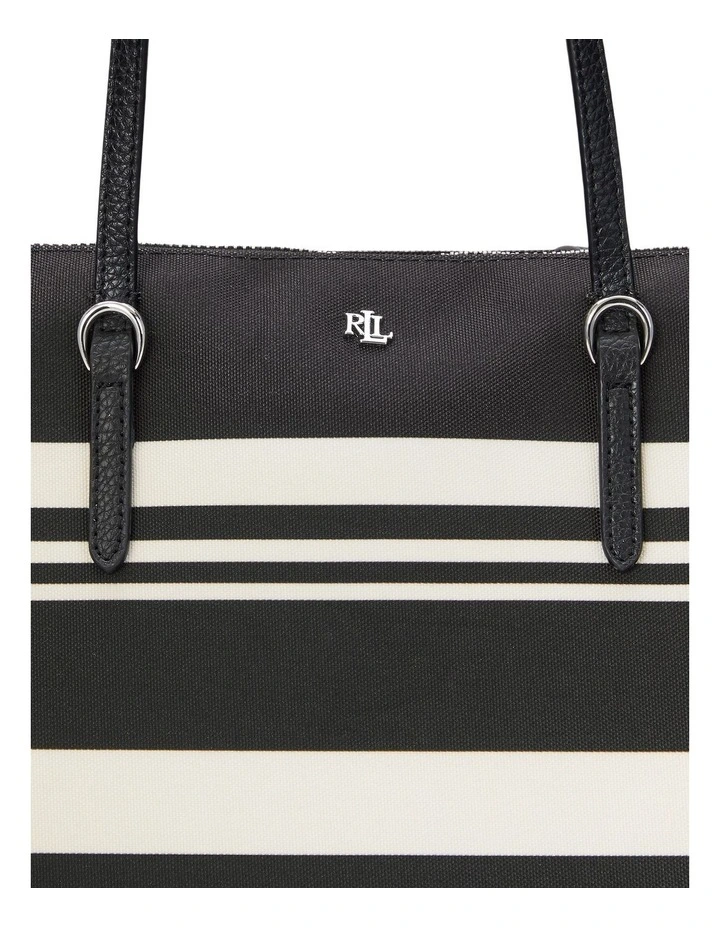Striped Oxford Medium Keaton Tote Bag in Black image 4