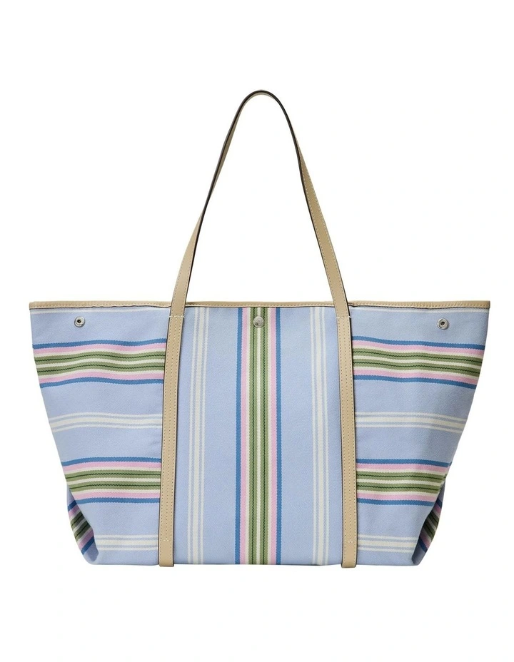 Striped Twill Large Emerie Tote in Multi image 2