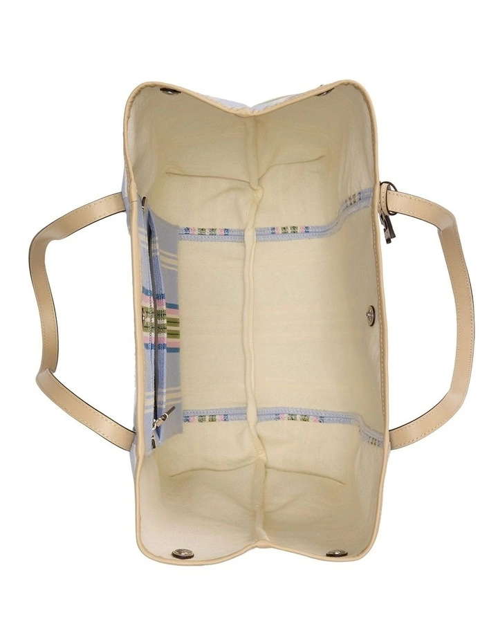Striped Twill Large Emerie Tote in Multi image 3