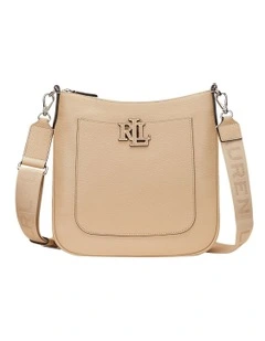 Pebbled Leather Large Cameryn Crossbody in Beige
