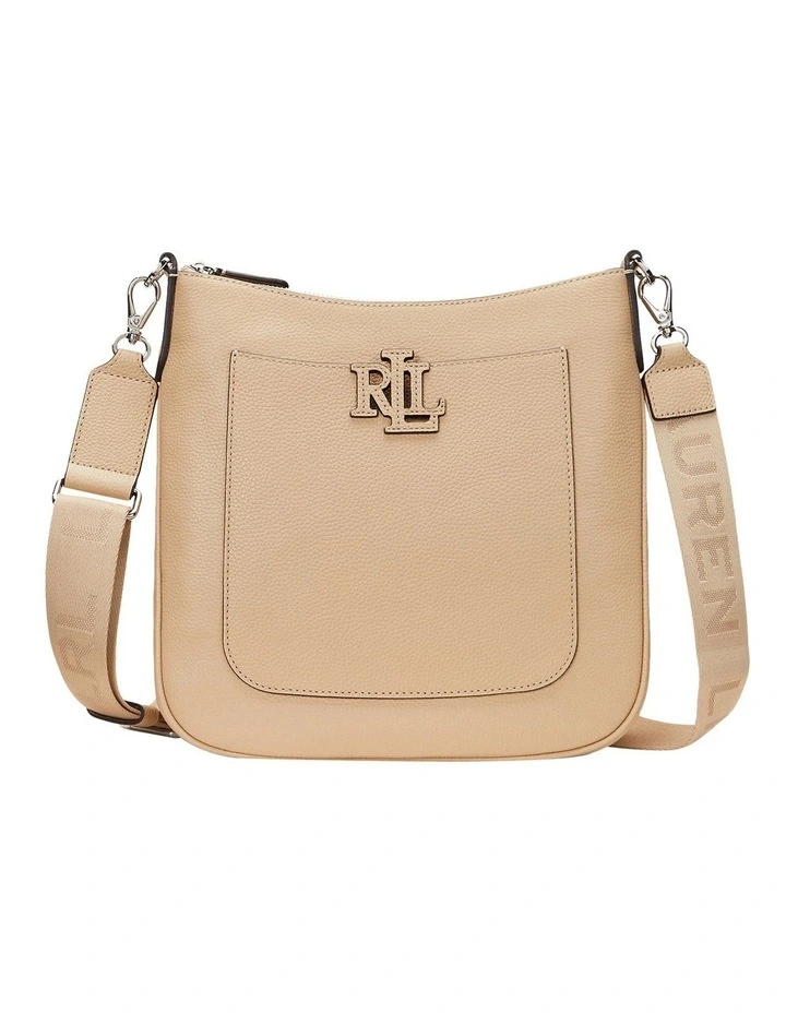 Pebbled Leather Large Cameryn Crossbody in Beige image 1