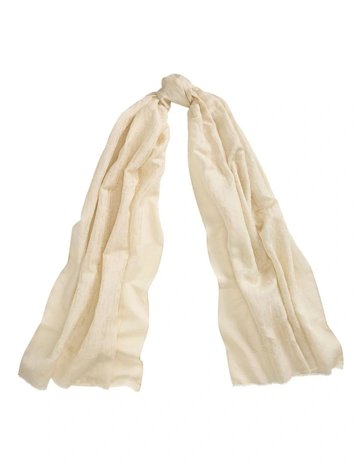 Metallic Logo Jacquard Wrap Scarf in Beige image 1