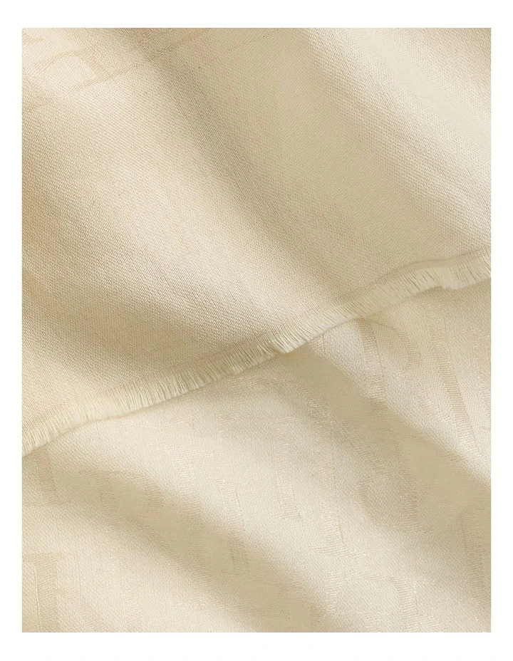 Metallic Logo Jacquard Wrap Scarf in Beige image 3