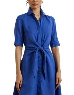 Tie-Front Linen Shirtdress