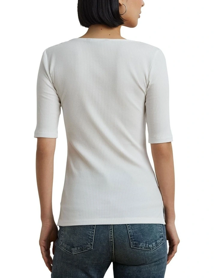 Rib-Knit Cotton-Blend Elbow-Sleeve Tee image 2