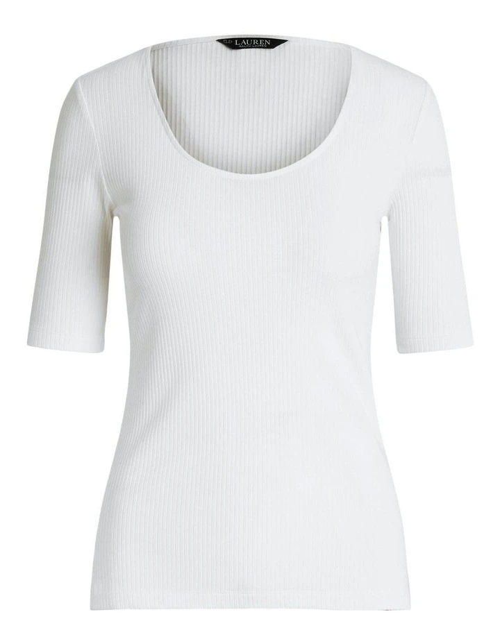 Rib-Knit Cotton-Blend Elbow-Sleeve Tee image 4