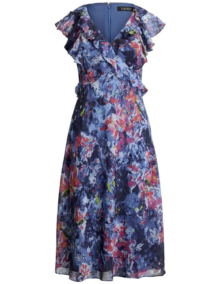 Print Ruffle-Trim Georgette Midi Dress image 4