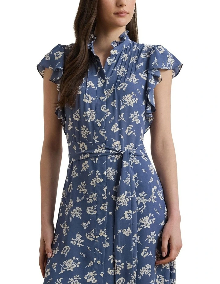 Floral Belted Georgette Shirtdress image 1