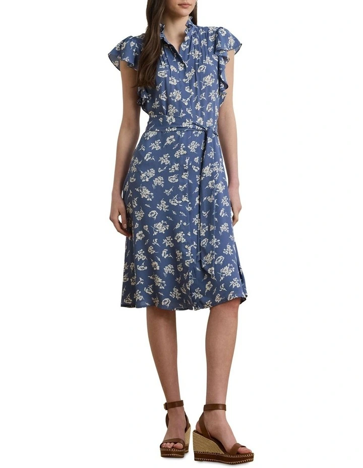 Floral Belted Georgette Shirtdress image 3