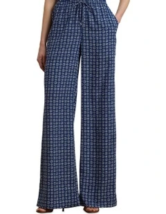 Geo-Print Crepe Wide-Leg Pant