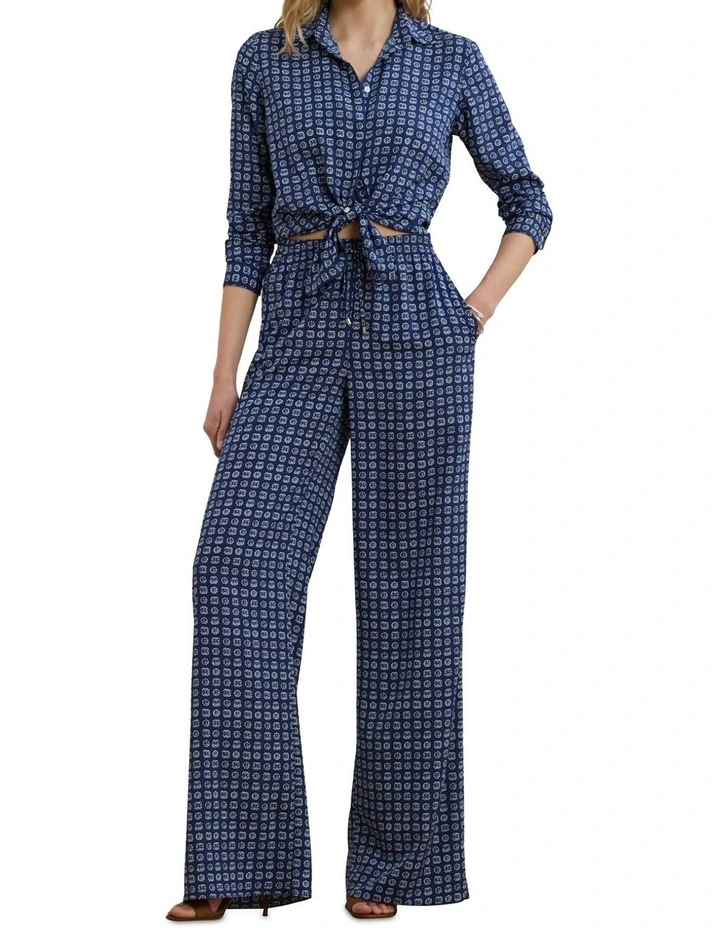 Geo-Print Crepe Wide-Leg Pant image 3