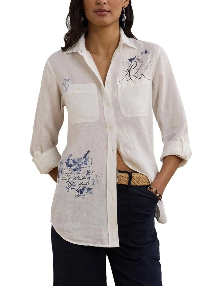 Relaxed Fit Print Roll-Tab Sleeve Shirt image 1