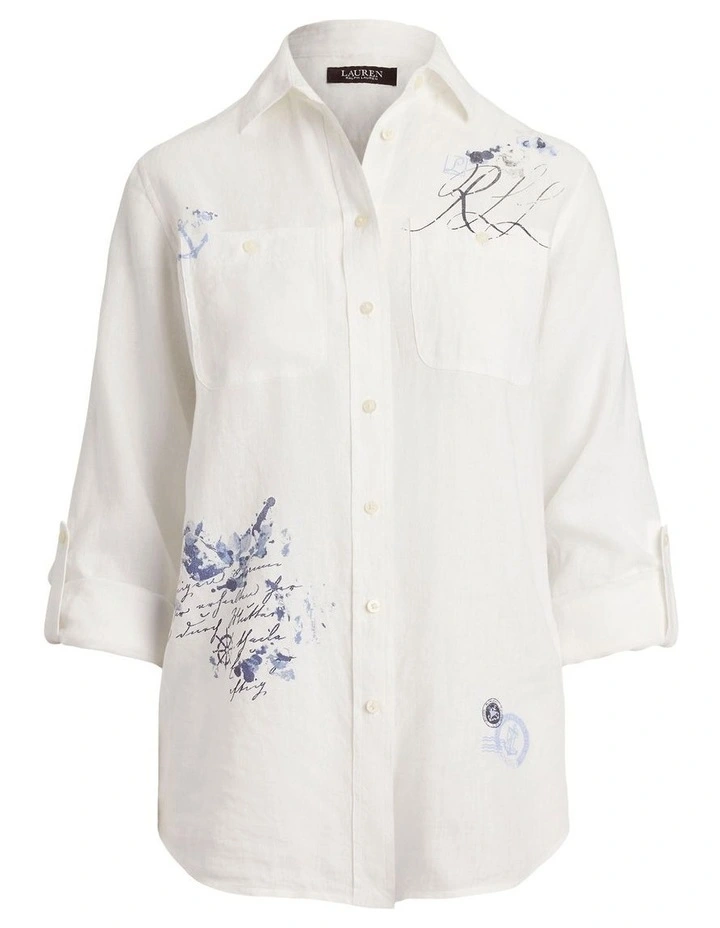 Relaxed Fit Print Roll-Tab Sleeve Shirt image 4