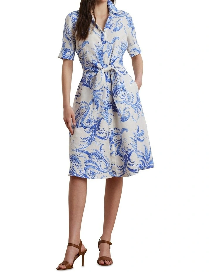 Paisley Tie-Front Linen Shirtdress image 3