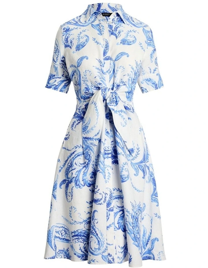 Paisley Tie-Front Linen Shirtdress image 4