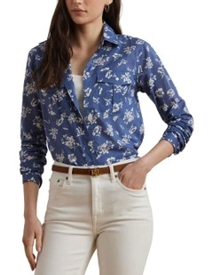 Classic Fit Floral Cotton Voile Shirt