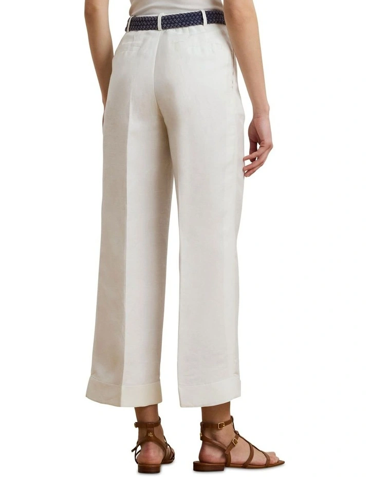 Pleated Linen-Blend Twill Wide-Leg Pant image 2