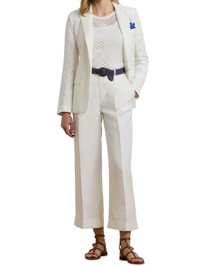 Pleated Linen-Blend Twill Wide-Leg Pant image 3