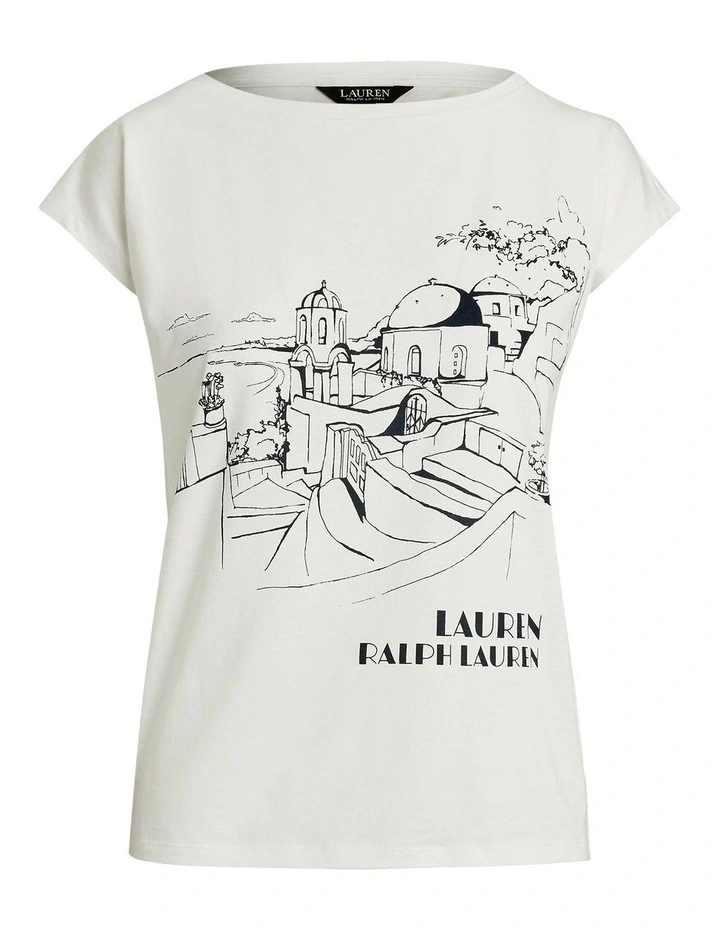 Cotton-Blend Jersey Graphic Tee in White image 4