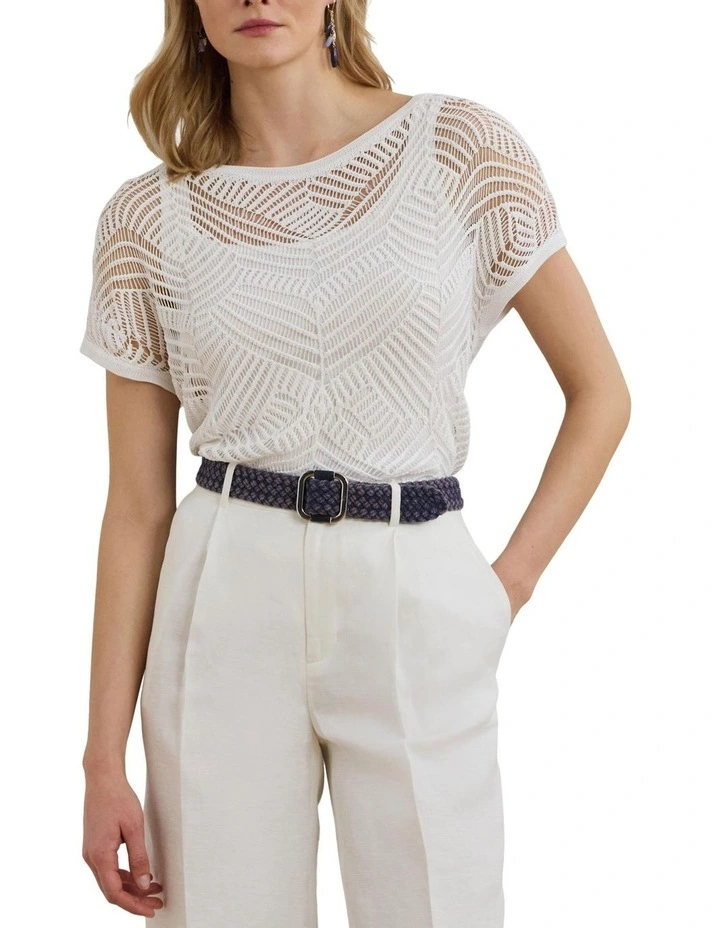 Geo-Motif Mesh Short-Sleeve Sweater image 1