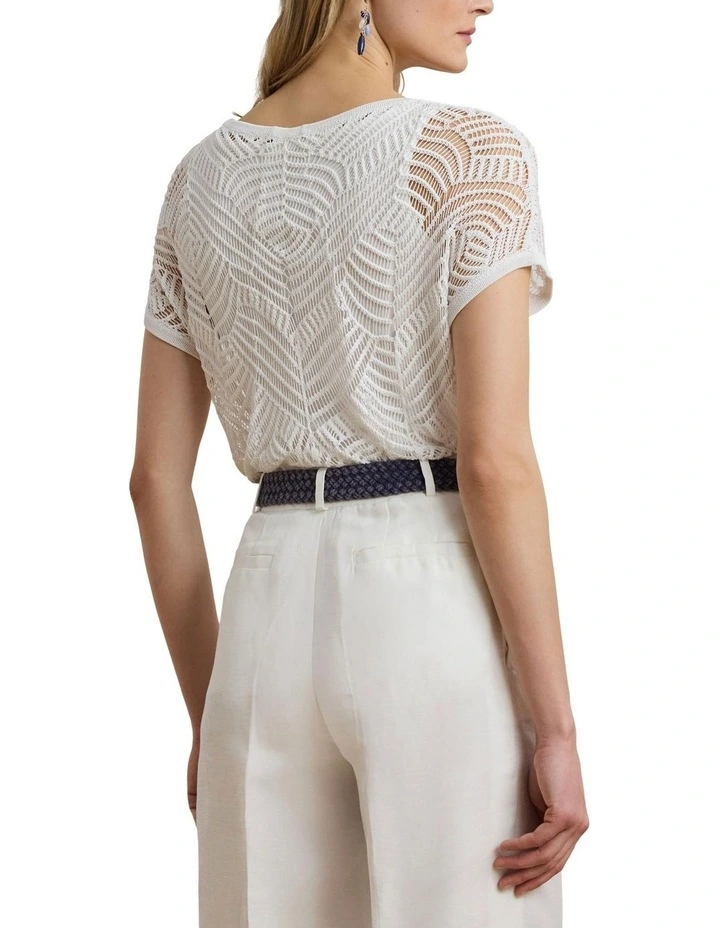 Geo-Motif Mesh Short-Sleeve Sweater image 2