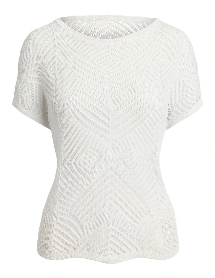 Geo-Motif Mesh Short-Sleeve Sweater image 4