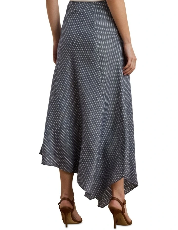 Striped Linen A-Line Midi Skirt image 2