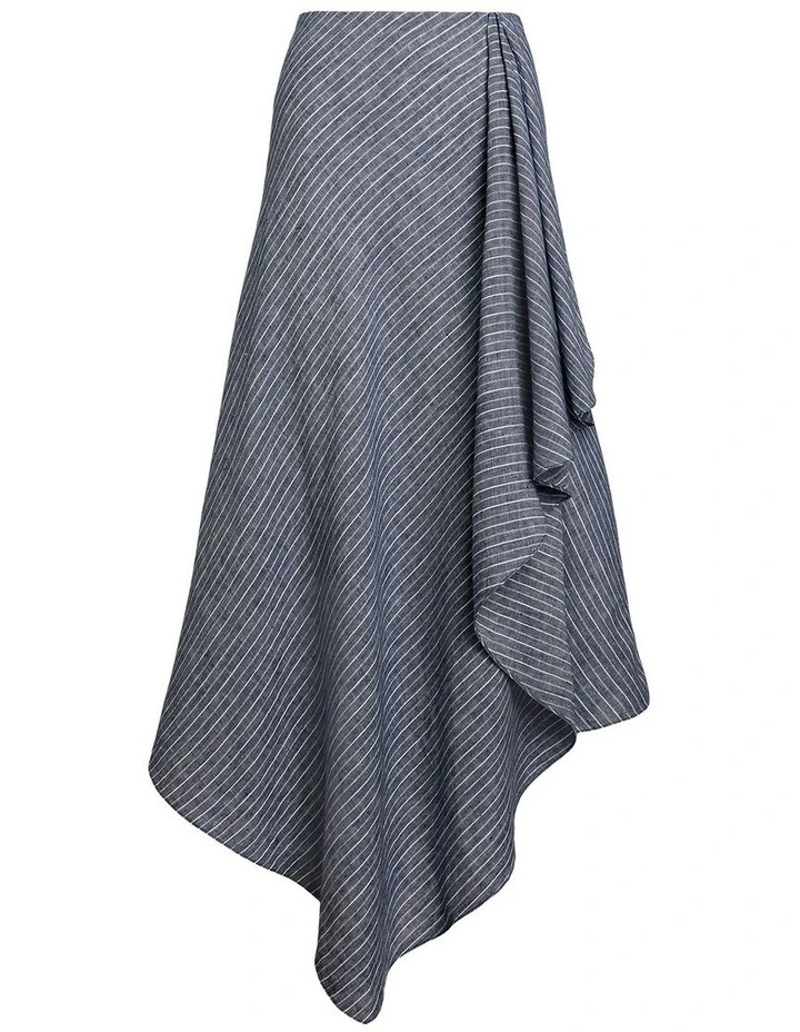 Striped Linen A-Line Midi Skirt image 4