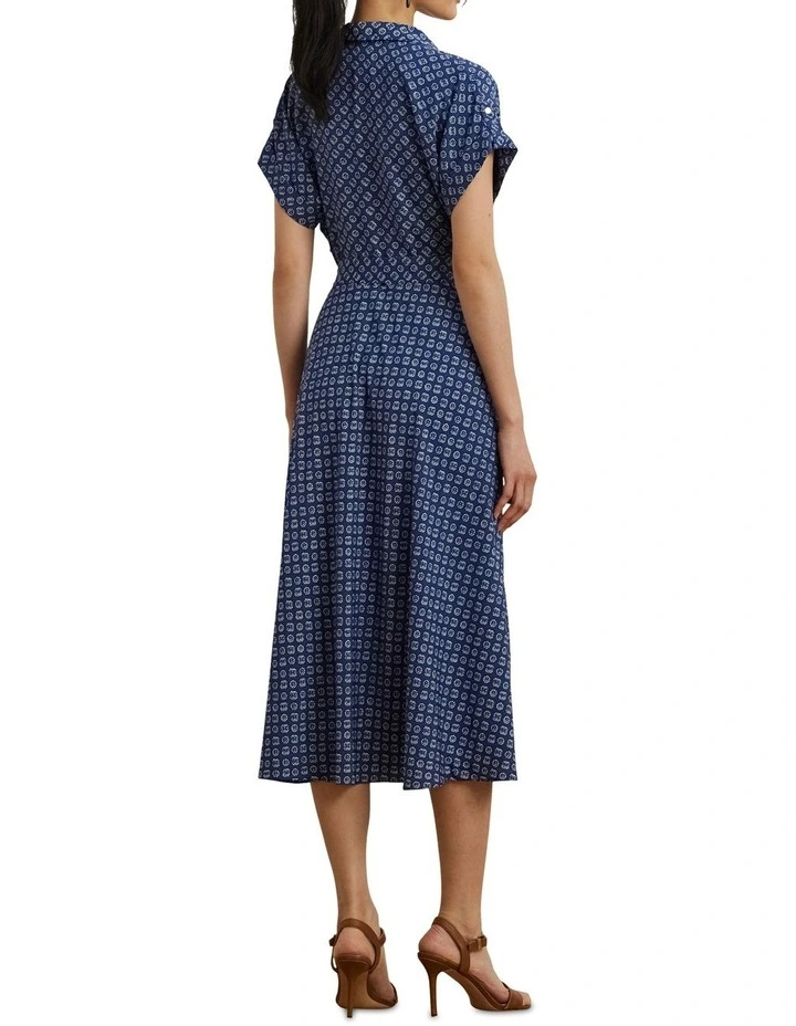 Geo-Print Belted Crepe Dress image 2