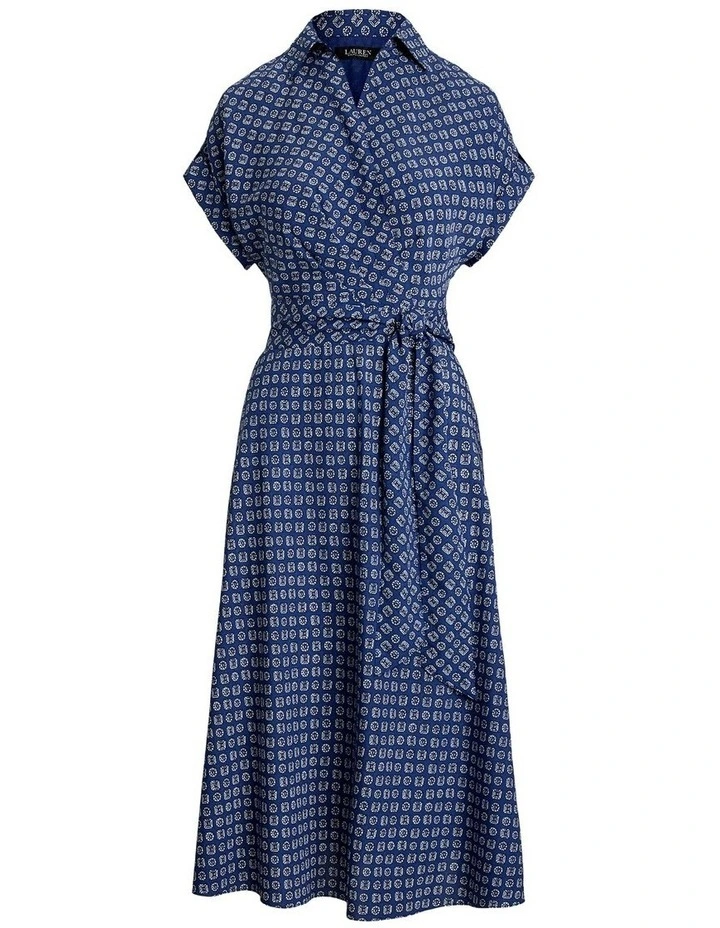 Geo-Print Belted Crepe Dress image 4