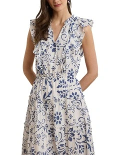 Floral Cotton Voile Tiered Maxidress