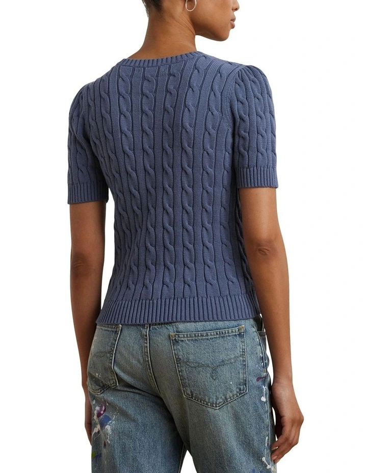 Cable-Knit Cotton Short-Sleeve Sweater image 2