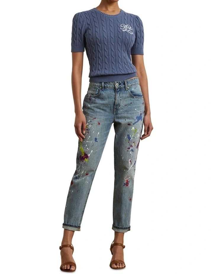 Cable-Knit Cotton Short-Sleeve Sweater image 3