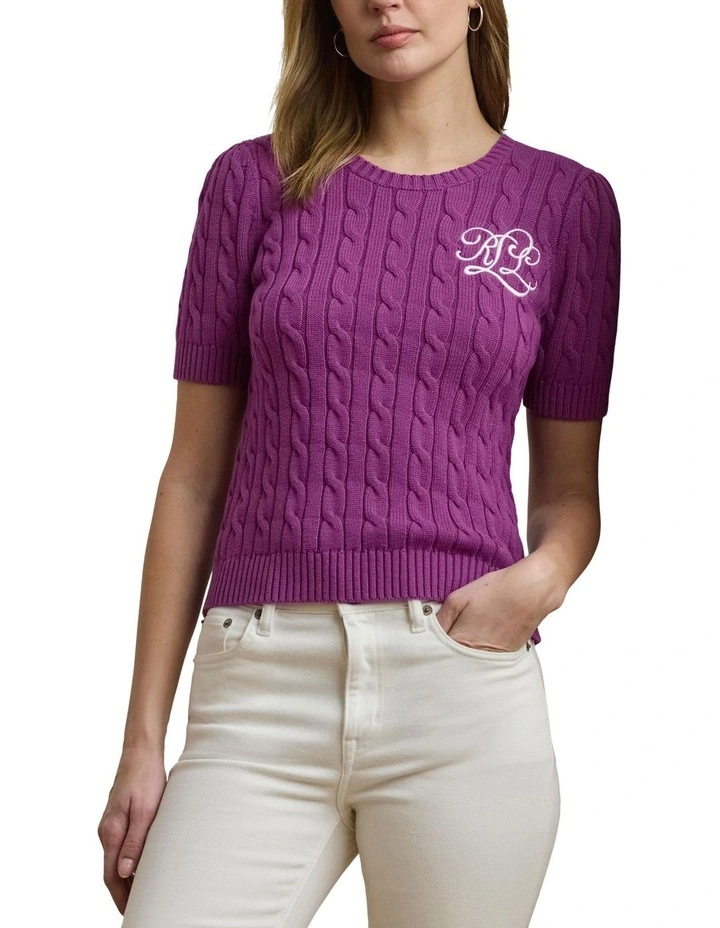 Cable-Knit Cotton Short-Sleeve Sweater image 1