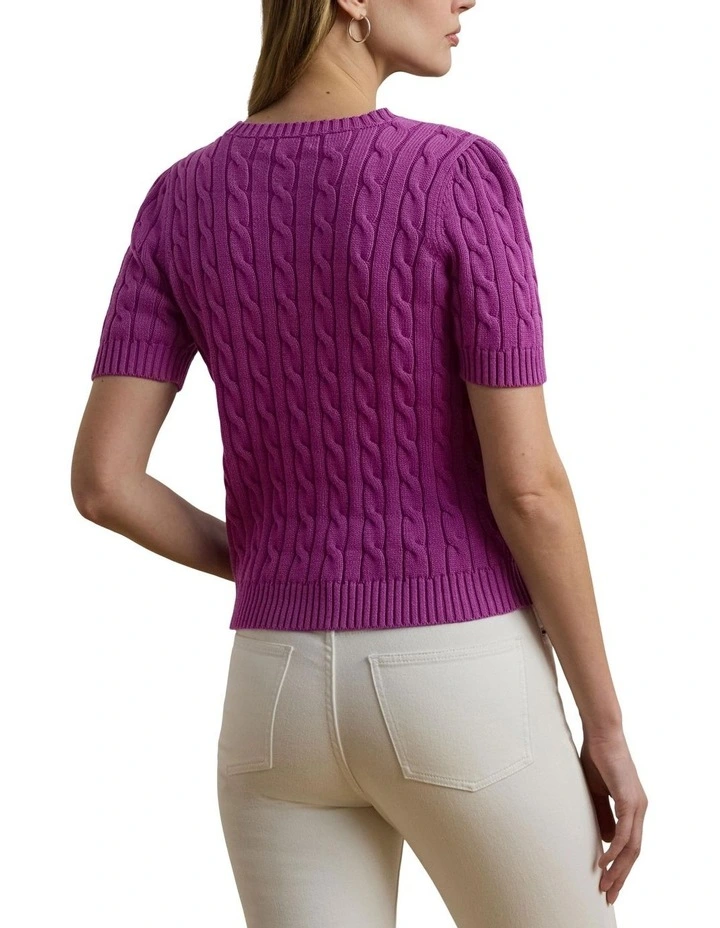 Cable-Knit Cotton Short-Sleeve Sweater image 2