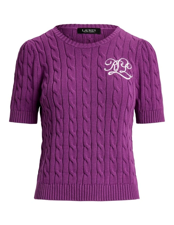 Cable-Knit Cotton Short-Sleeve Sweater image 4