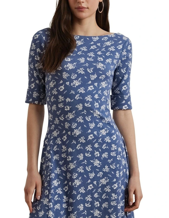 Floral Stretch Cotton Midi Dress image 1