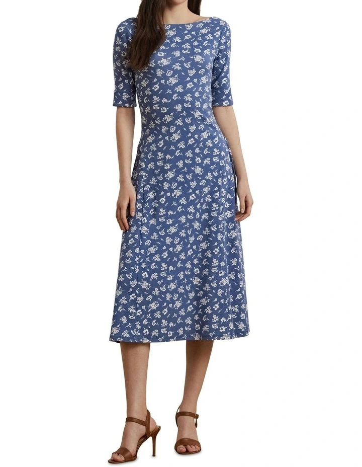 Floral Stretch Cotton Midi Dress image 3