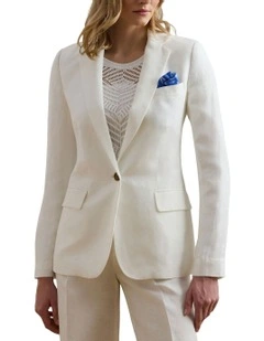 Linen-Blend Twill Blazer