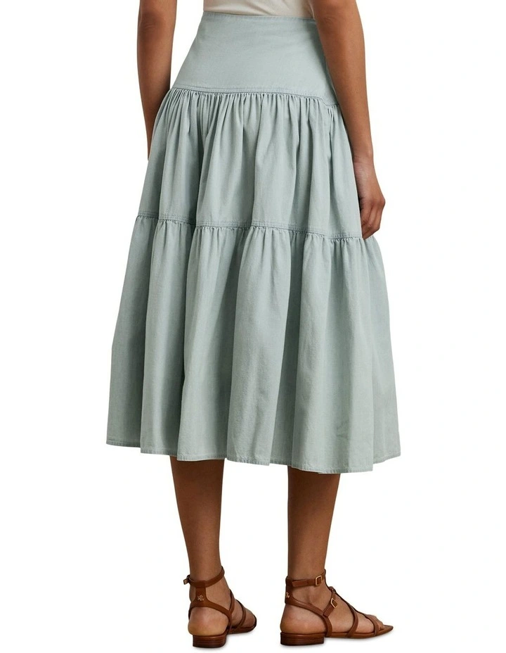 Chambray Tiered Midi Skirt image 2