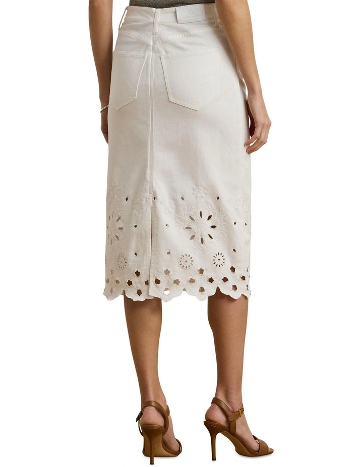 Eyelet Denim Midi Skirt image 2