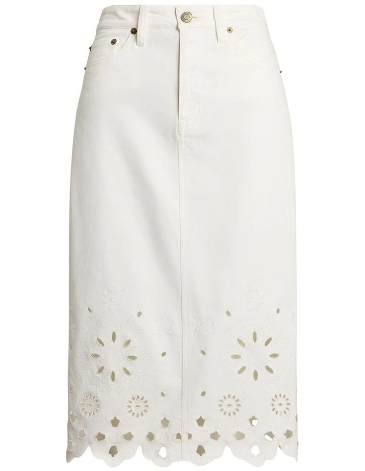 Eyelet Denim Midi Skirt image 4
